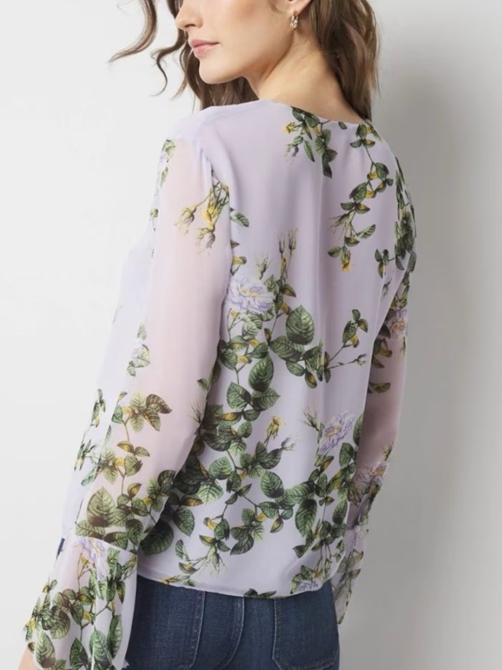 White House Black Market Floral Ruffle Top, Size XL, NWT - Picture 7 of 14